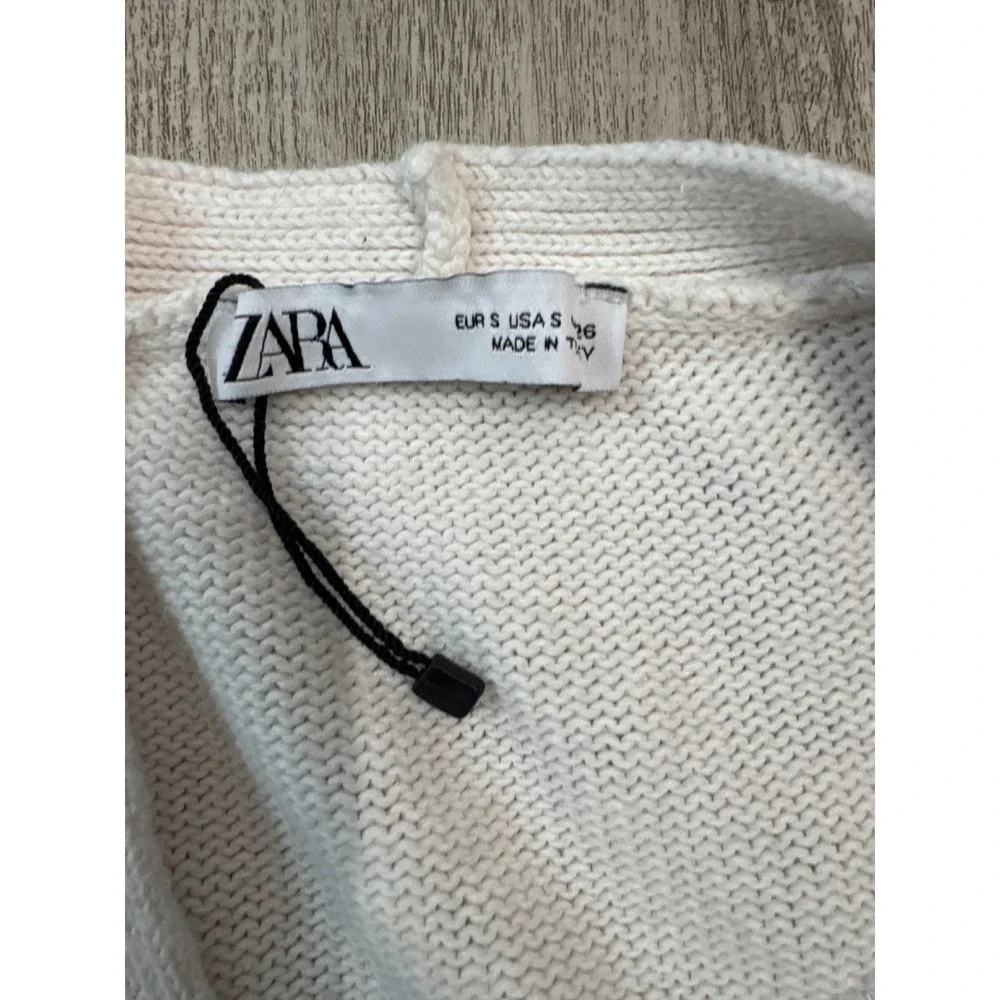 Zara Womens Blue‎ White Striped Cotton Knit Button Front Midi Dress Small